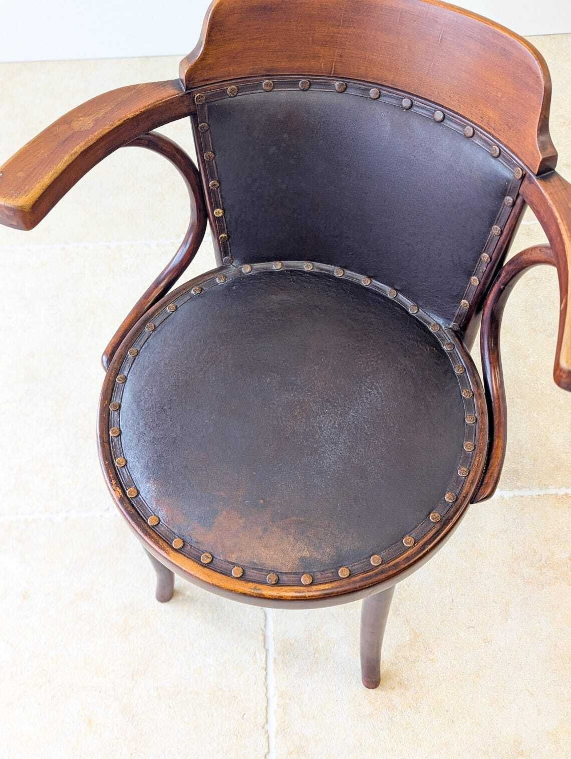 Antique Edwardian Thonet Bentwood Café Armchair C.1910 photo vinterior
