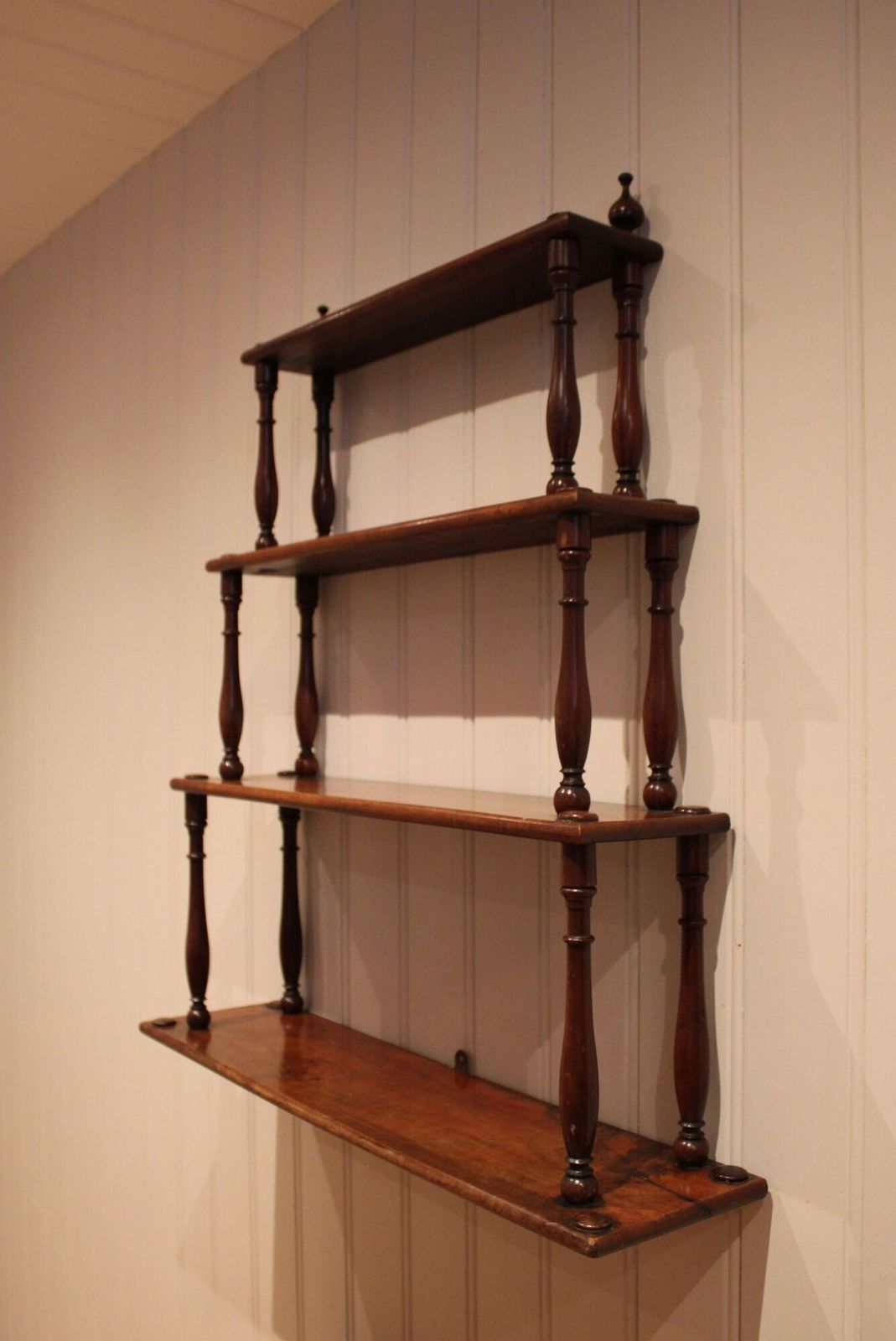 French Mahogany Waterfall Wall Shelves photo vintage