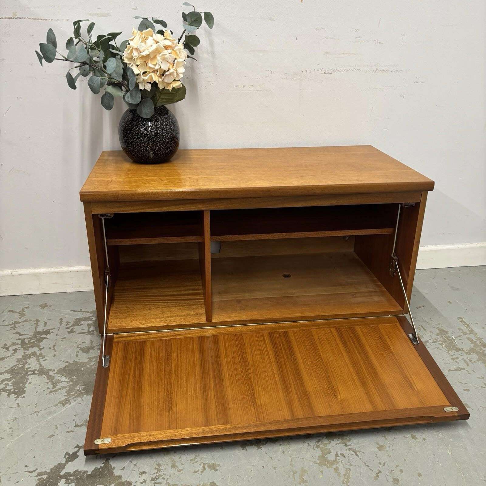 Furniture Nathan Mid Century Media Unit Teak Cabinet Retro Storage Drop Down Door photo