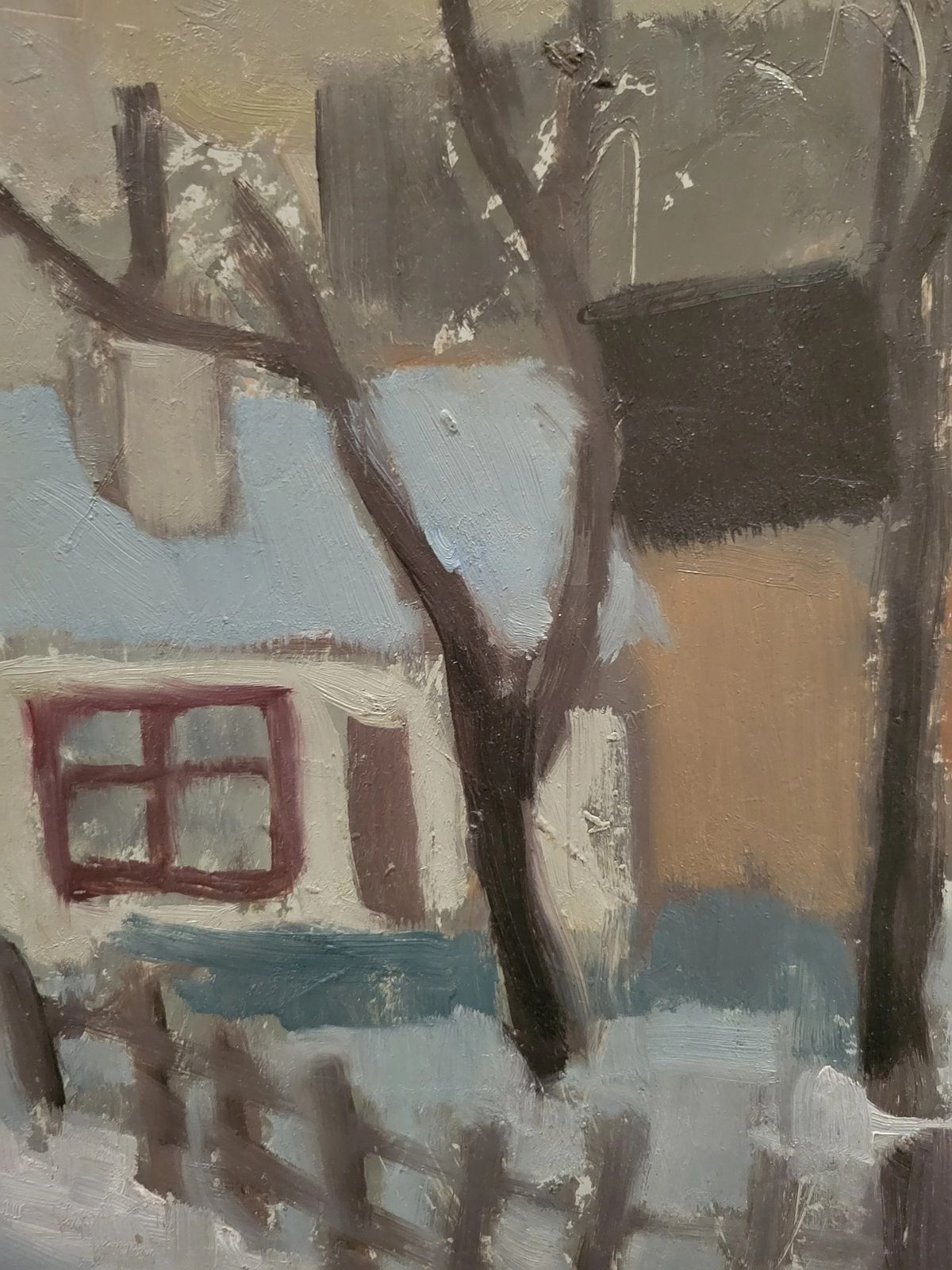 320.0 Winter Return  Original Framed Mid Century Landscape Oil Painting photo