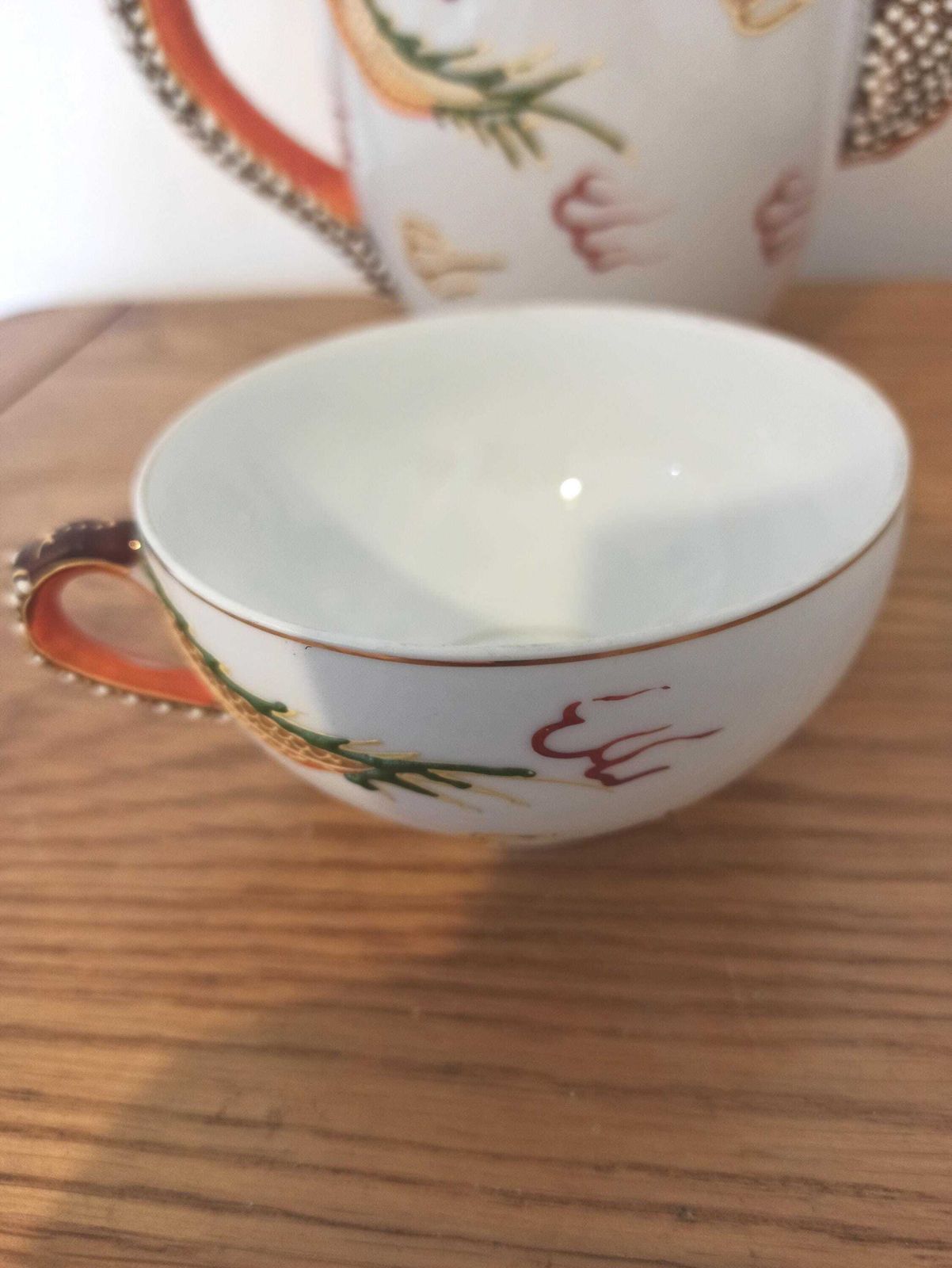 Home Decor Japanese Dragon Teaset For Four. Porcelain. Very Good Condition. photo