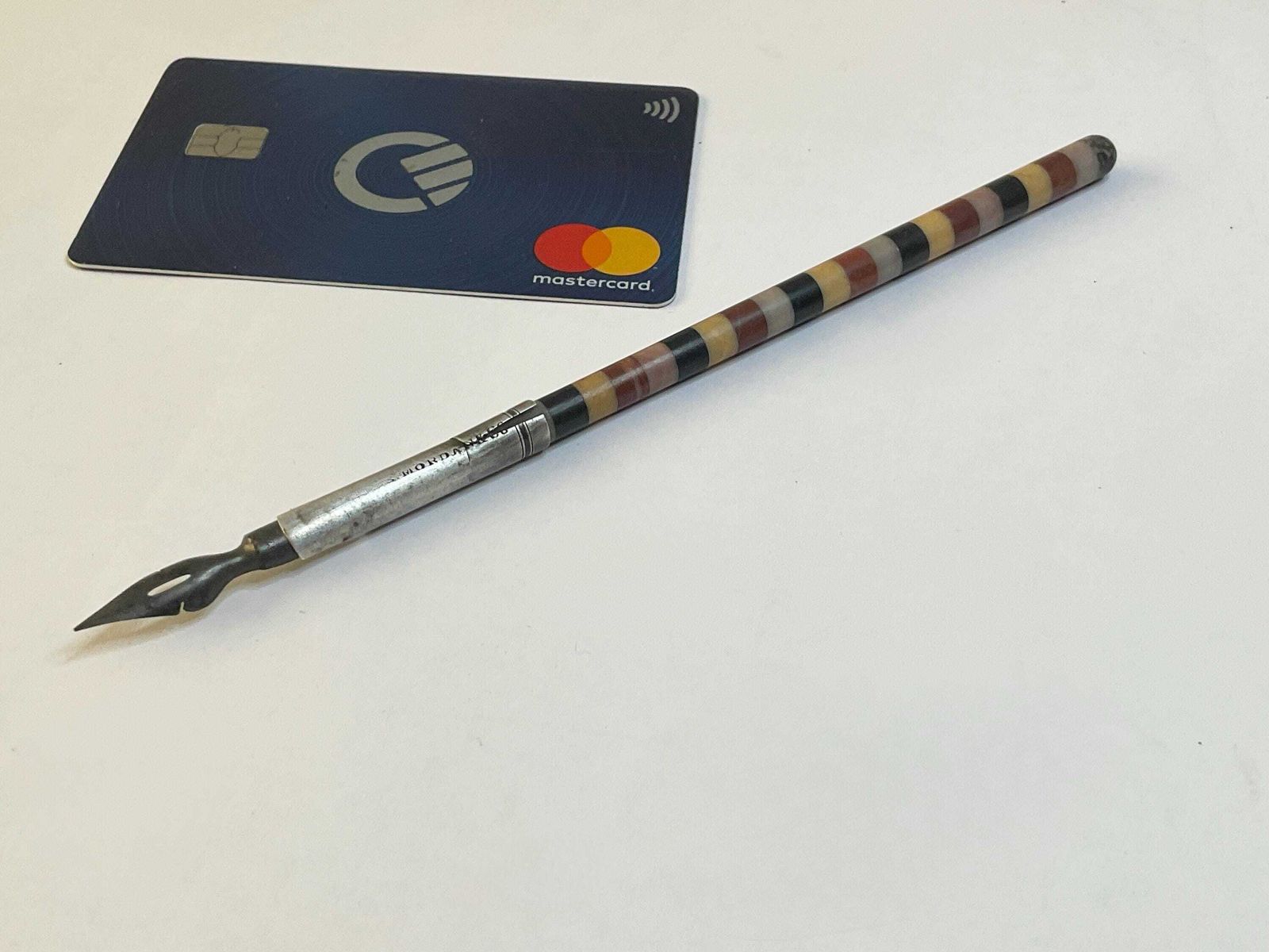 Victorian S. Mordan & Co Dip Pen, Rare Agate Shaft, C1880 photo for sale
