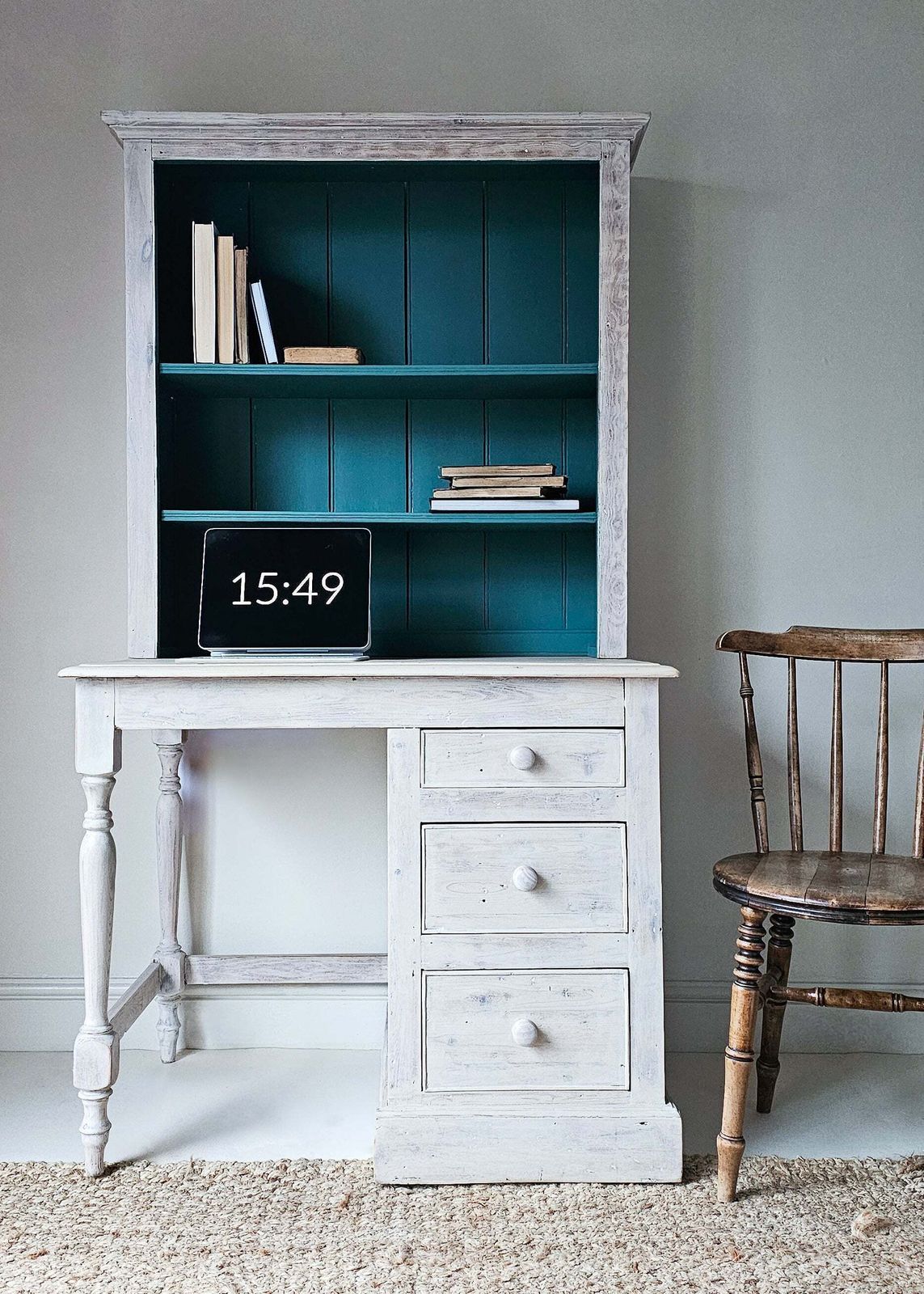 Farmhouse Pine Painted Desk Dresser