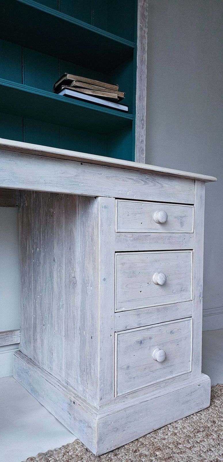 Furniture Farmhouse Pine Painted Desk Dresser photo