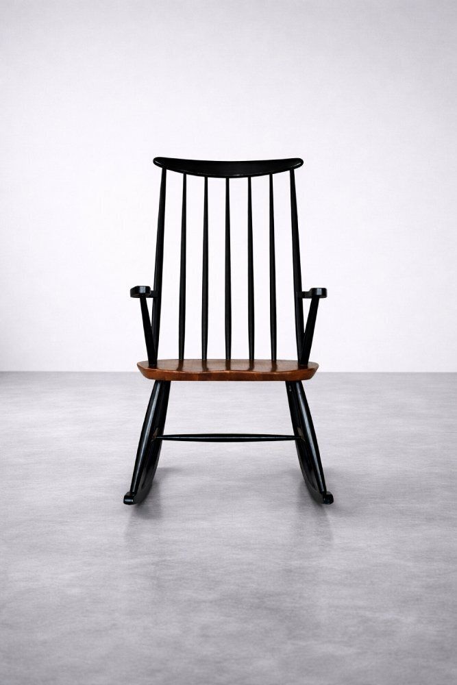 Mid Century Finnish Modern Wooden Rocking Chair By Ilmari Tapiovaara For Asko, 1960s photo 1629.0