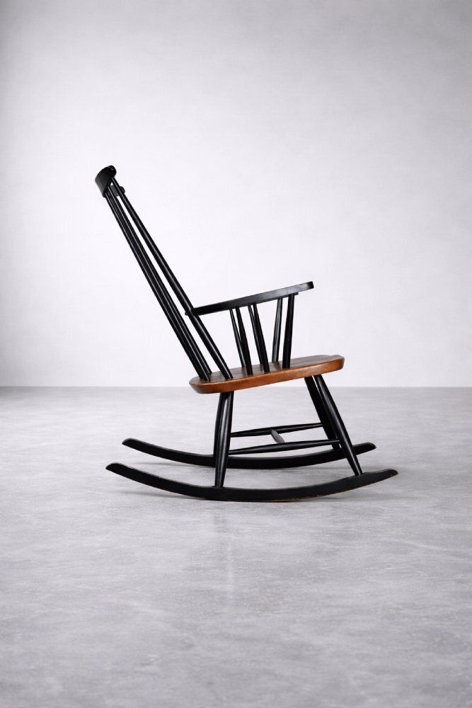 photo furniture Mid Century Finnish Modern Wooden Rocking Chair By Ilmari Tapiovaara For Asko, 1960s