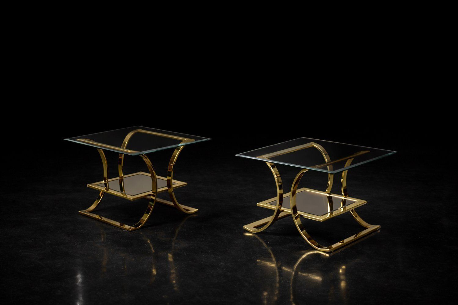 Mid Century Italian Modern Glass Coffee Tables, 1960s, Set Of 2