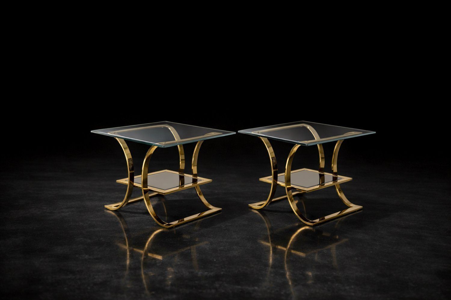 photo furniture Mid Century Italian Modern Glass Coffee Tables, 1960s, Set Of 2