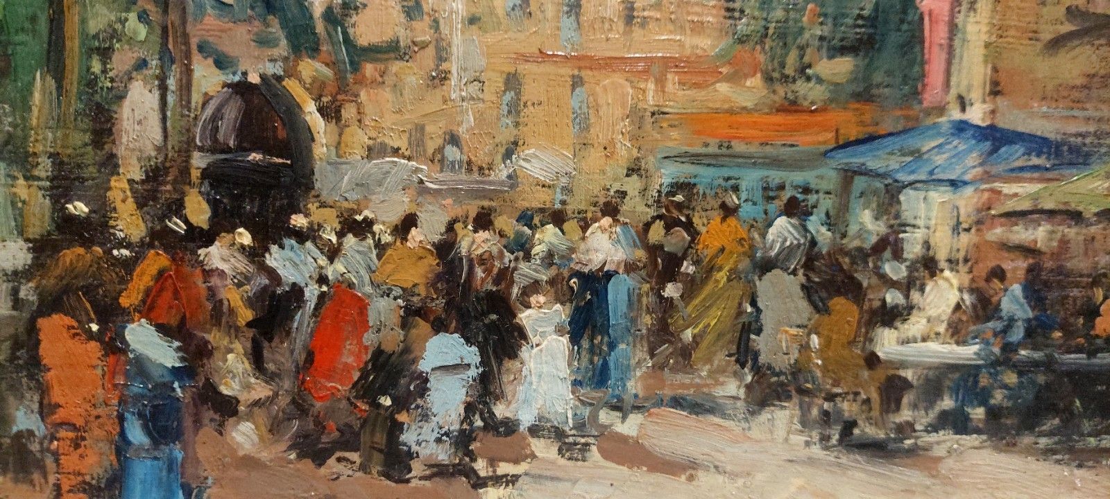 Francesco Di Marino Naples 1892/1954 Oil On Table Market Scene photo Art