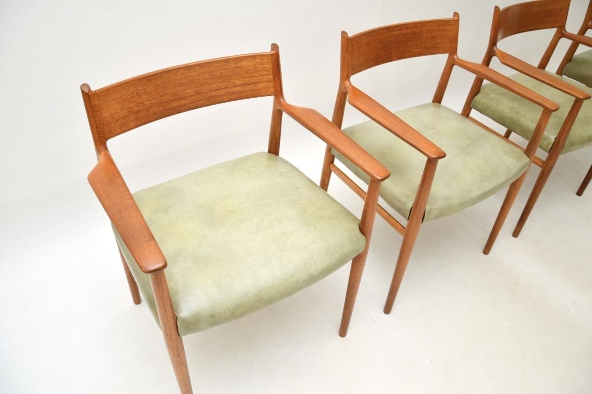 Set Of Four Danish Vintage Teak And Leather Dining Chairs By Arne Vodder photo buy