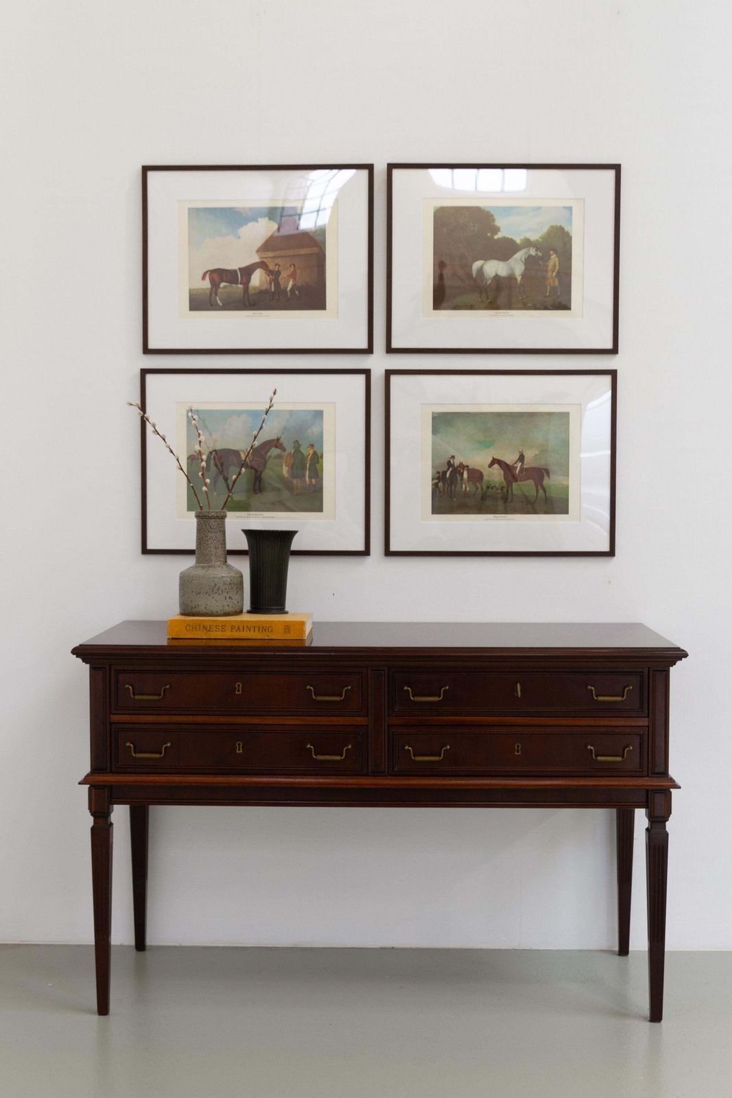 Framed Print Of Bay Horse "Phantom" By Benjamin Marshall, Late 20th Century. photo vinterior