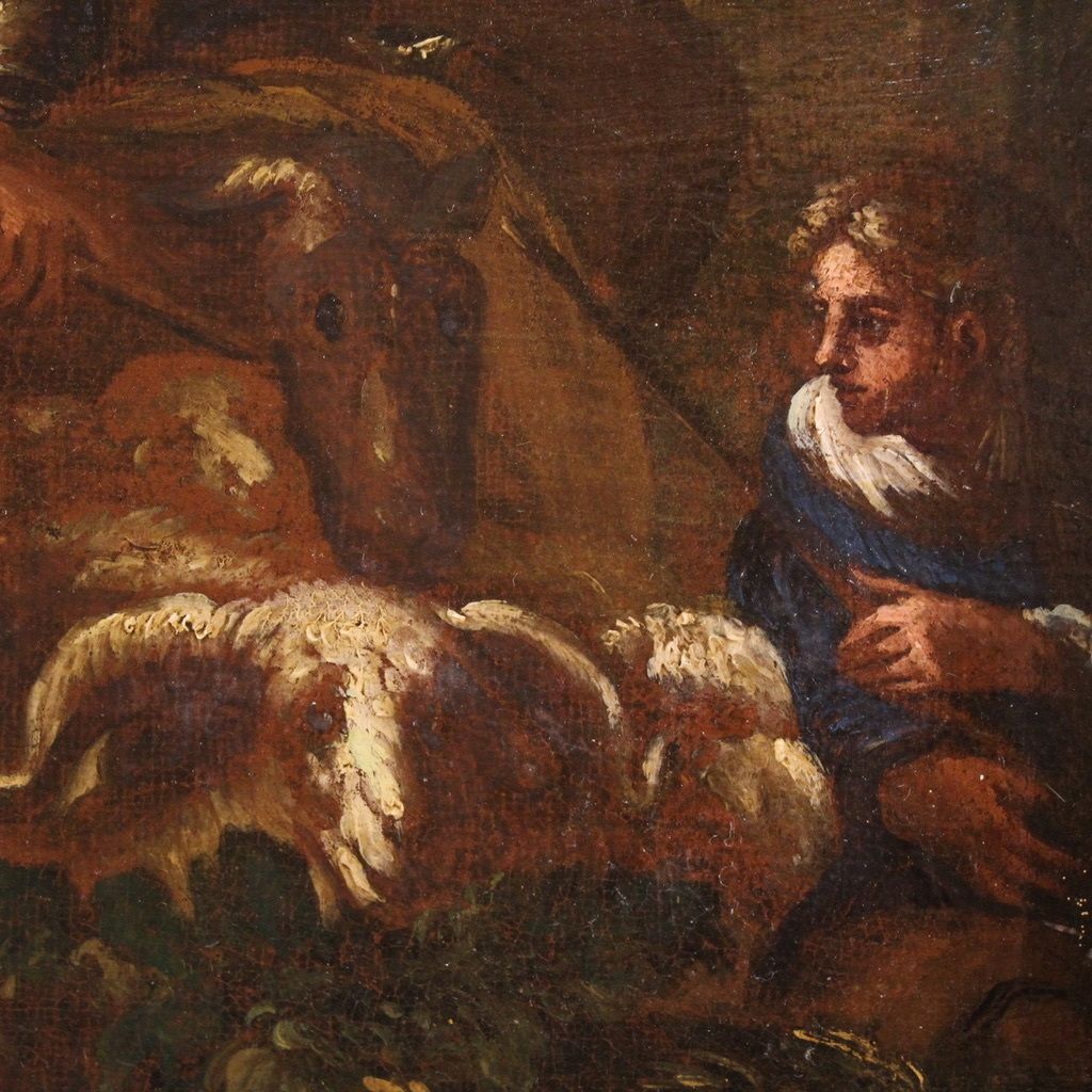 1550.0 Antique Italian Painting From The 18th Century, Landscape With Pastoral Scene photo