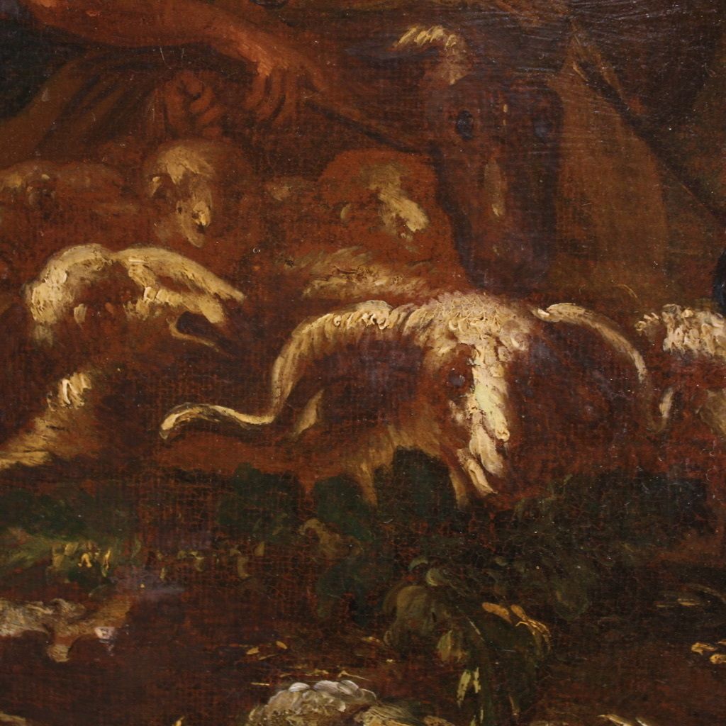 photo buy Antique Italian Painting From The 18th Century, Landscape With Pastoral Scene