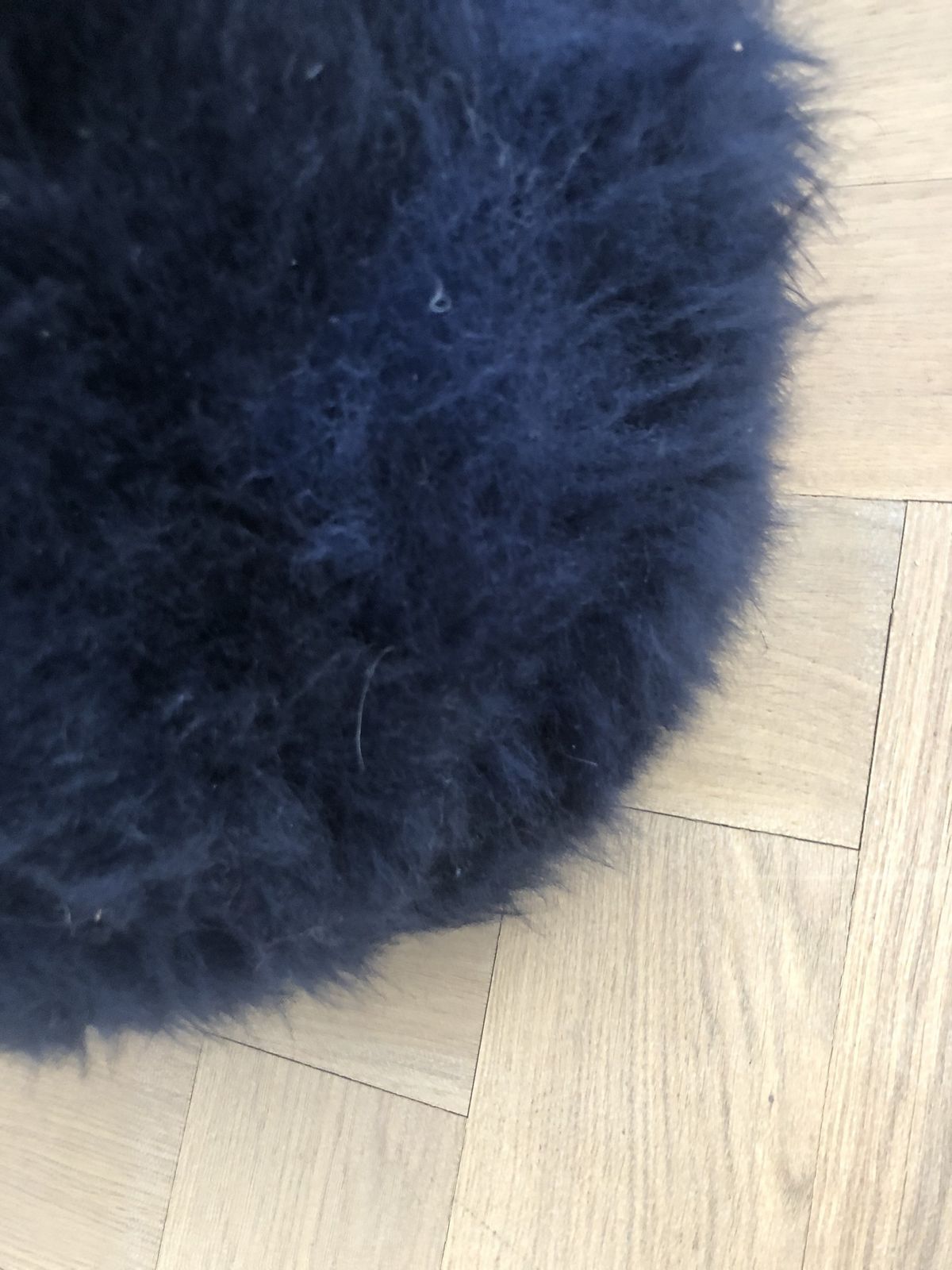 photo for sale Dark Navy Blue Sheepskin Footstool, Sheepskin Pouffe , Fluffy Pouffe, Sheepskin, Footstool, Pouffe, Navy Sheepskin,