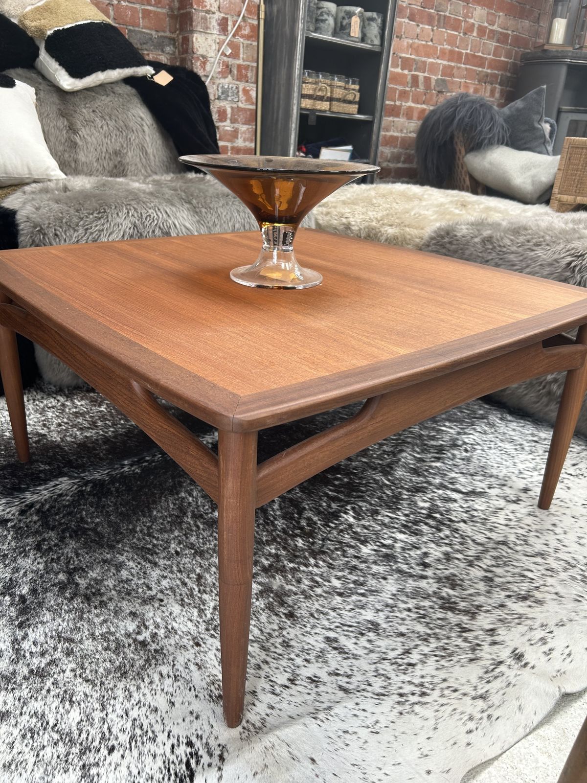 photo furniture Vintage Square Teak Coffee Table By Ib Kofod Larsen, 1960s.