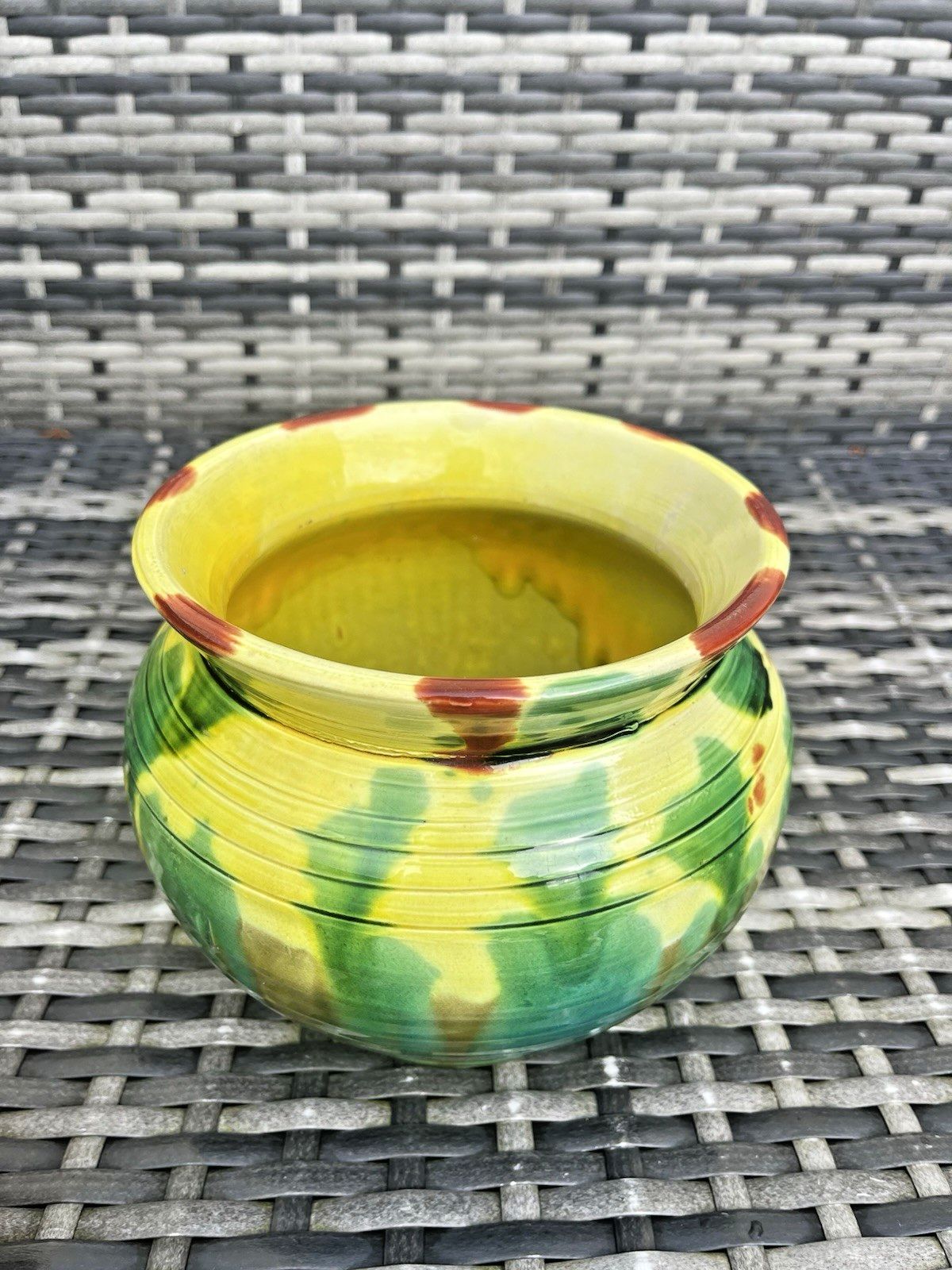 Antique C1917 Minton English Majolica Dripglaze Planter Plant Pot Jardiniere photo vintage