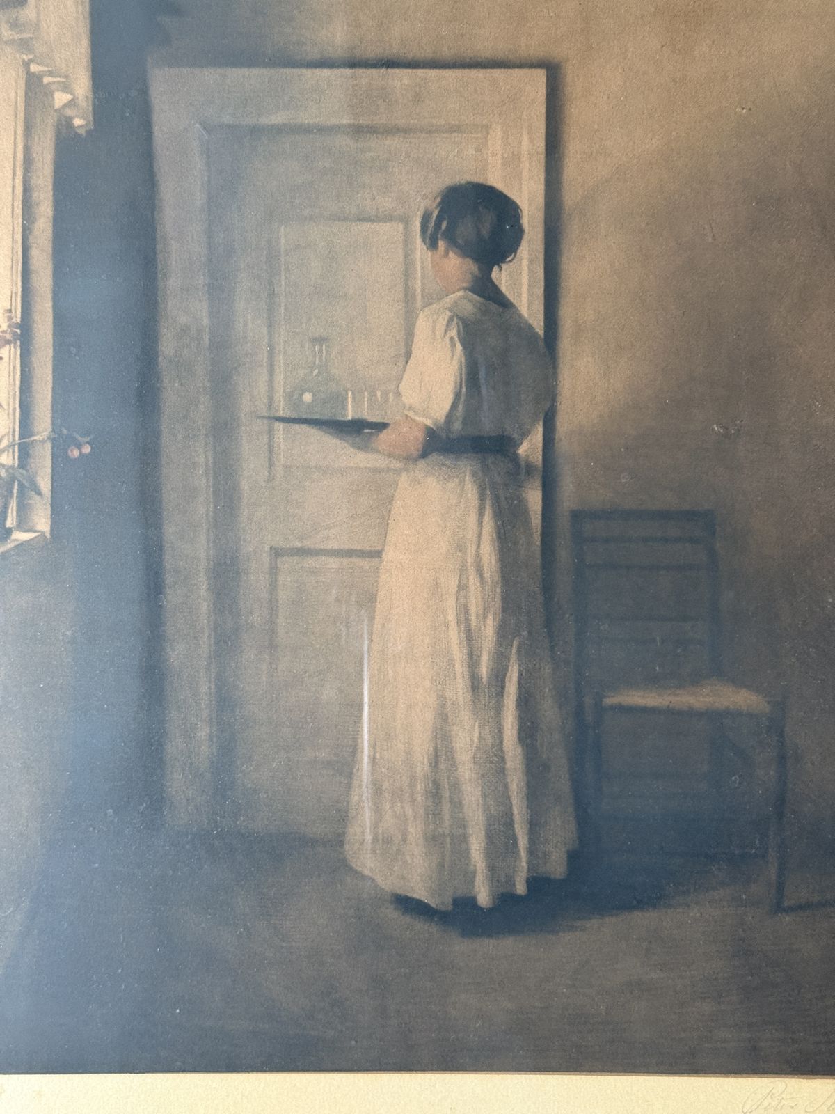 Peter Ilsted  Signed Mezzotint “Ung Pige Med En Bakke” 1915 Opus 33 photo for sale