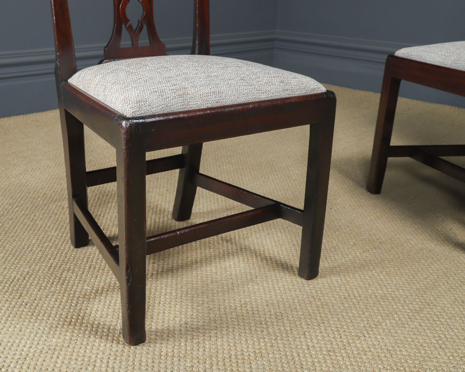 Antique English Pair Of Thomas Chippendale Mahogany Office Desk Dining Chairs (Circa 1820) photo vinterior