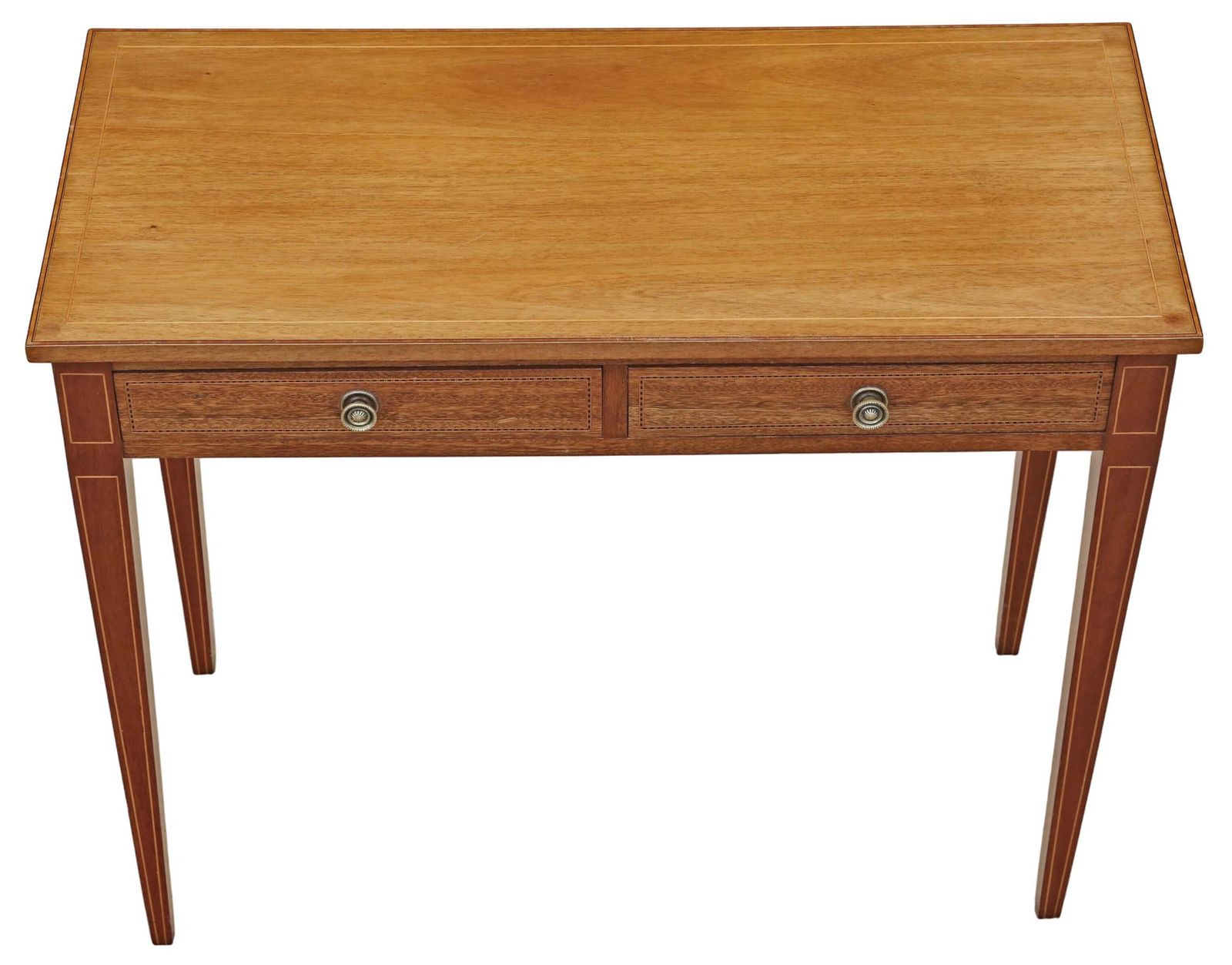Antique Fine Quality Edwardian C.1905 Inlaid Satin & Red Walnut Writing / Dressing Table Desk photo vinterior