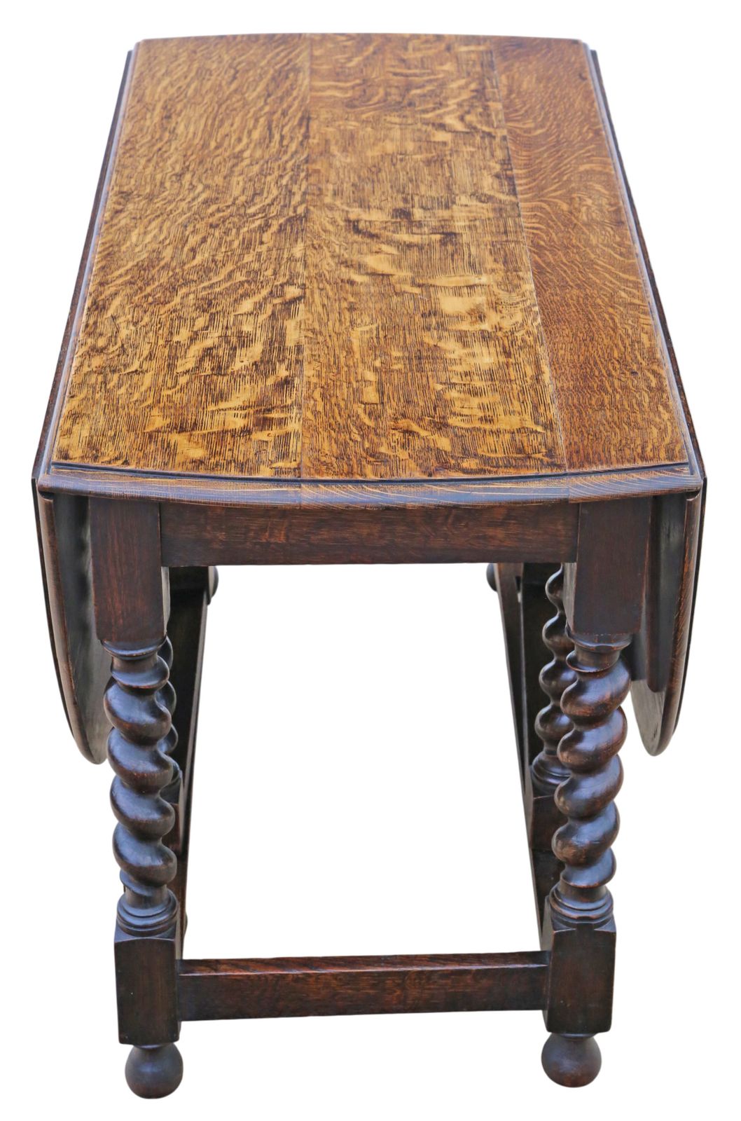 Antique C.1920 Oak Barley Twist Gateleg Drop Leaf Dining Table – Large, Fine Quality photo Furniture