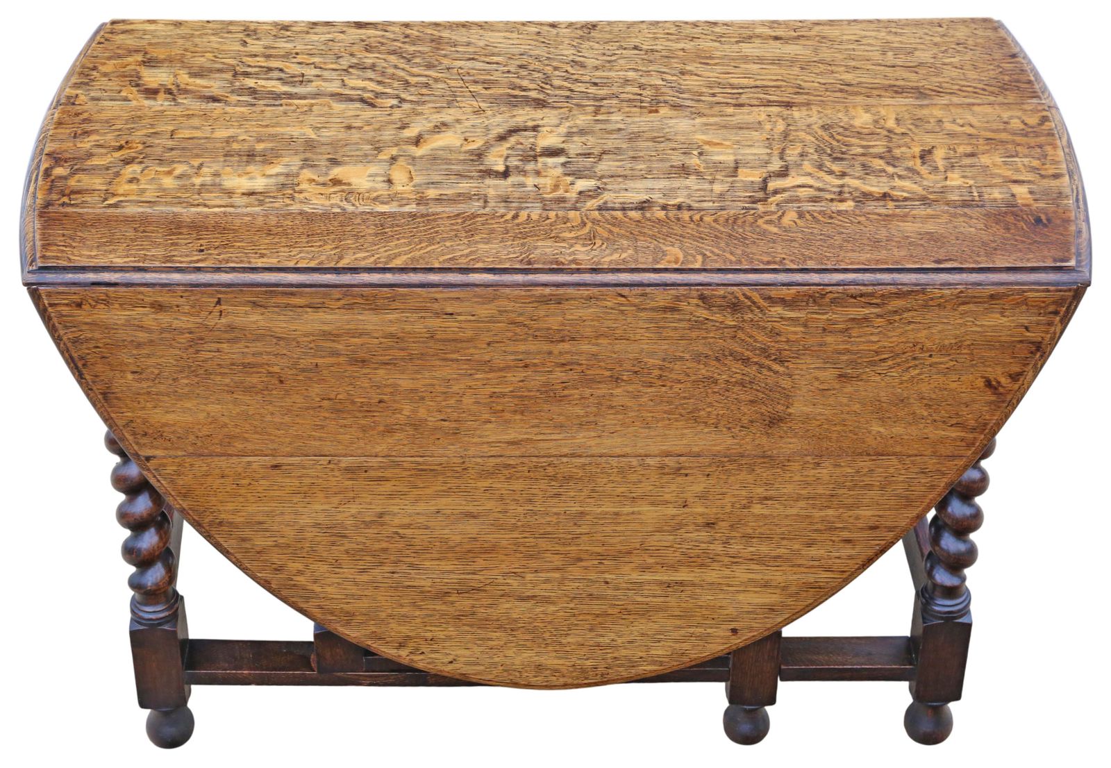 Antique C.1920 Oak Barley Twist Gateleg Drop Leaf Dining Table – Large, Fine Quality photo vinterior