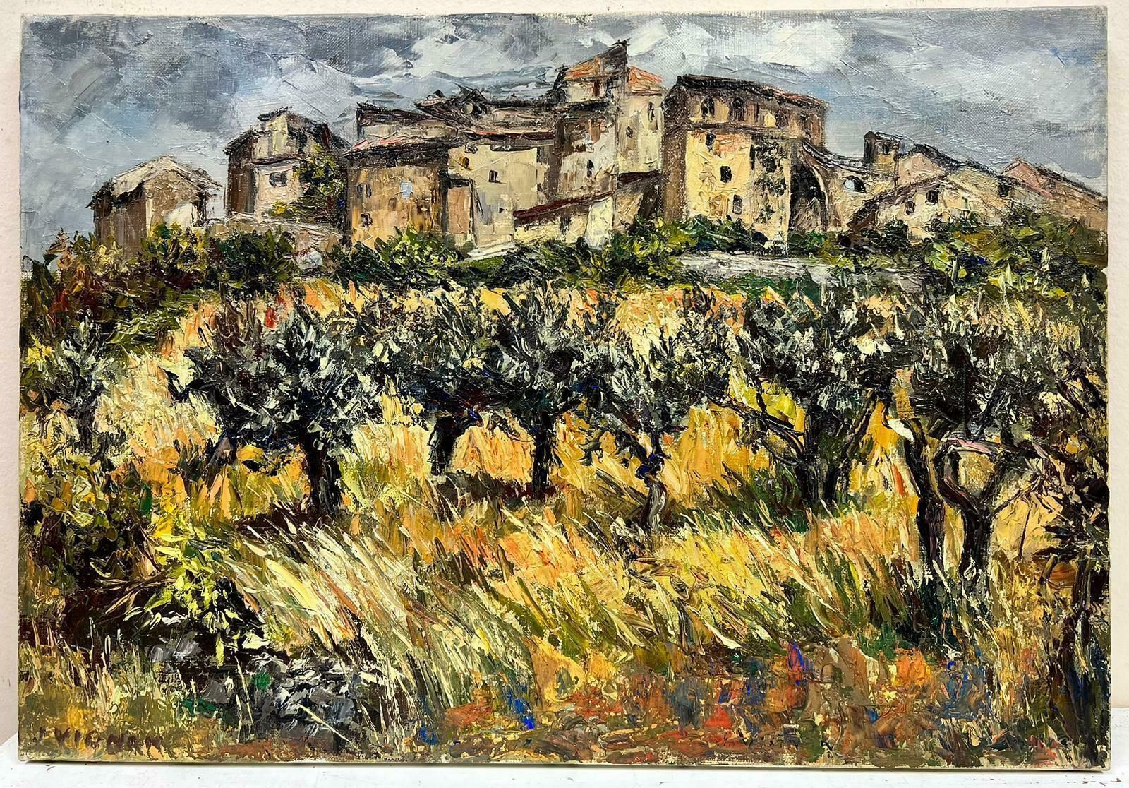 Josine Vignonolive Groves In Provence Village French Post Impressionist Signed Oil 1960's1960's photo 998.0