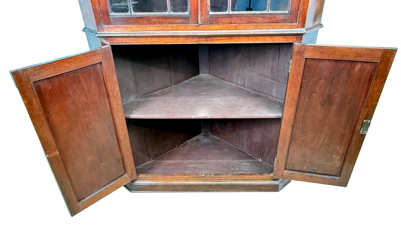 18th Century Georgian Mahogany Double Corner Cabinet (England, Circa 1770) photo vintage