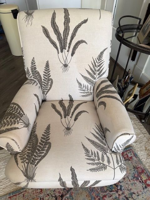 Vintage Cream And Black Upholstered Laura Ashley Armchair photo for sale