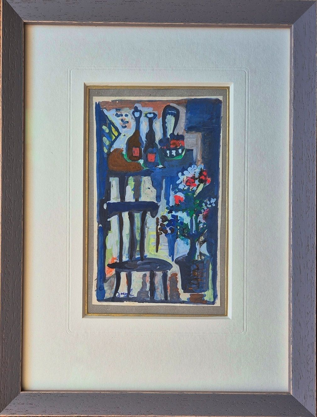 Jacob Bornfriend   Interior (1960s Painting In Gouache) photo for sale