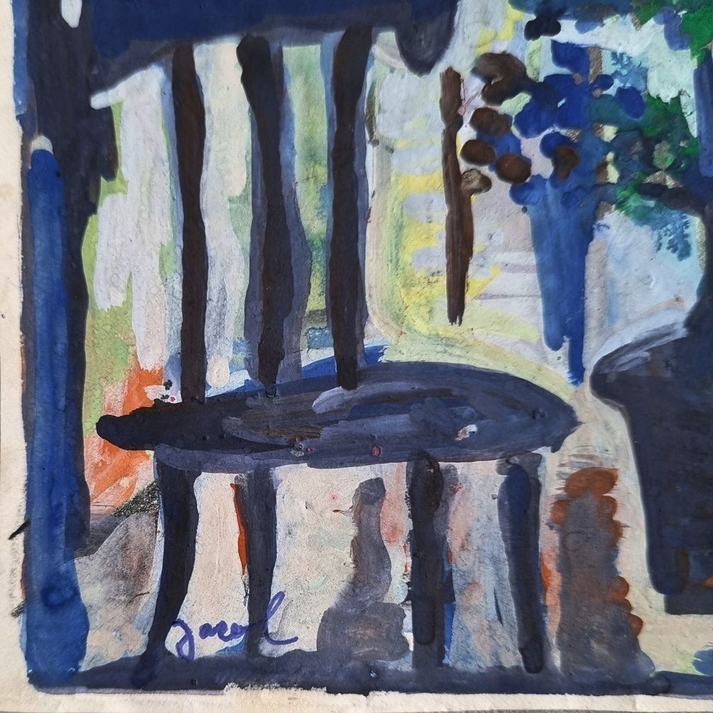 Jacob Bornfriend   Interior (1960s Painting In Gouache) photo Art