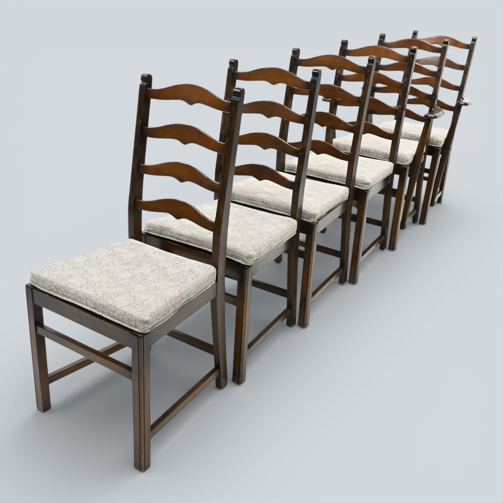 547.0 6 Ercol Dining Chairs 1970s Ladderback Inc 2 Carvers Free Nationwide Delivery* photo