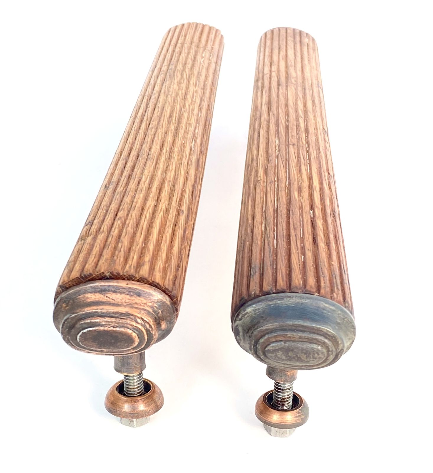 540.0 2nd Batch Of Early 20th Century 1900 30s  English Oak Copper And Brass  Door Handles                Per Pair photo