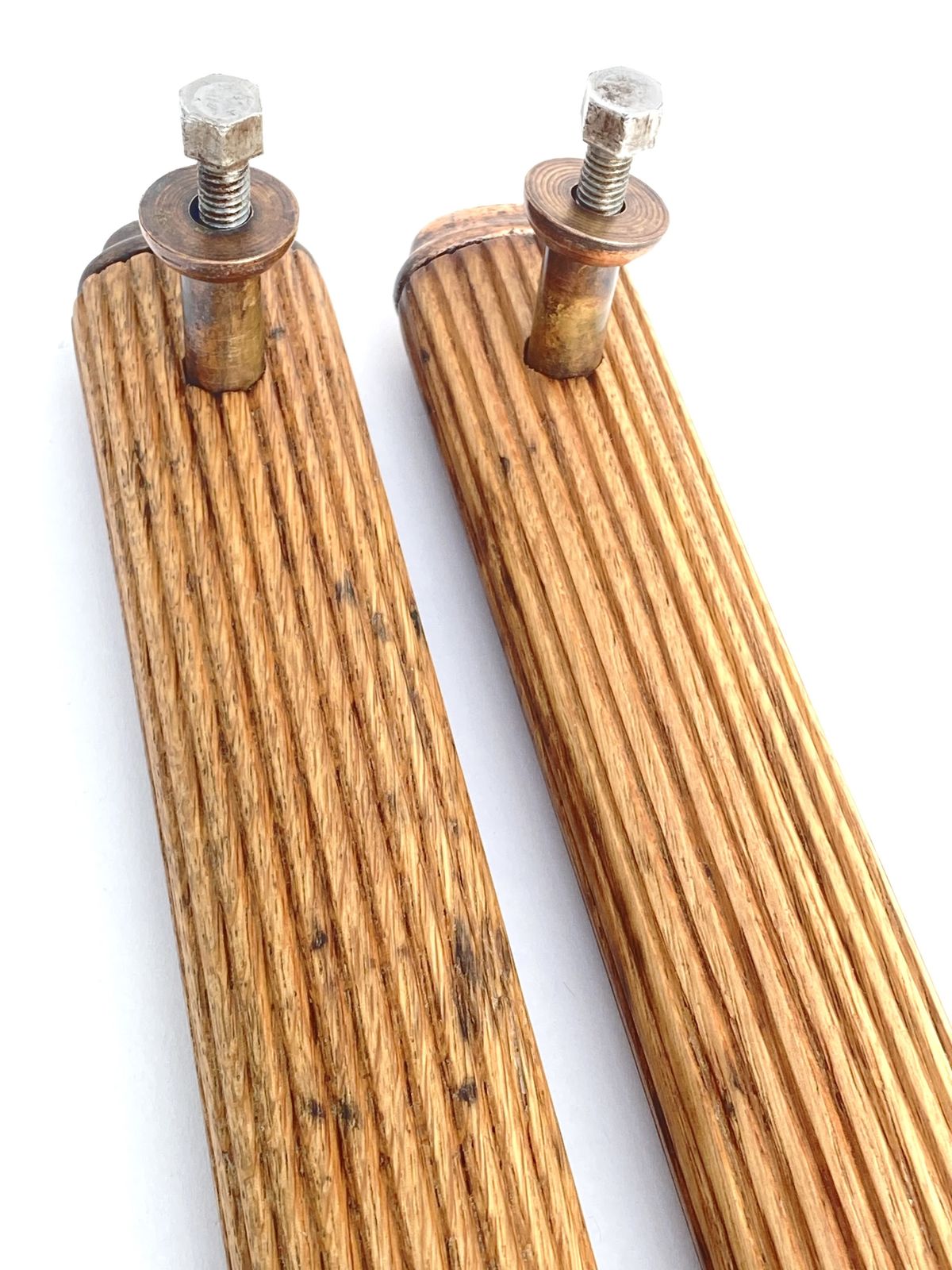 photo vinterior 2nd Batch Of Early 20th Century 1900 30s  English Oak Copper And Brass  Door Handles                Per Pair