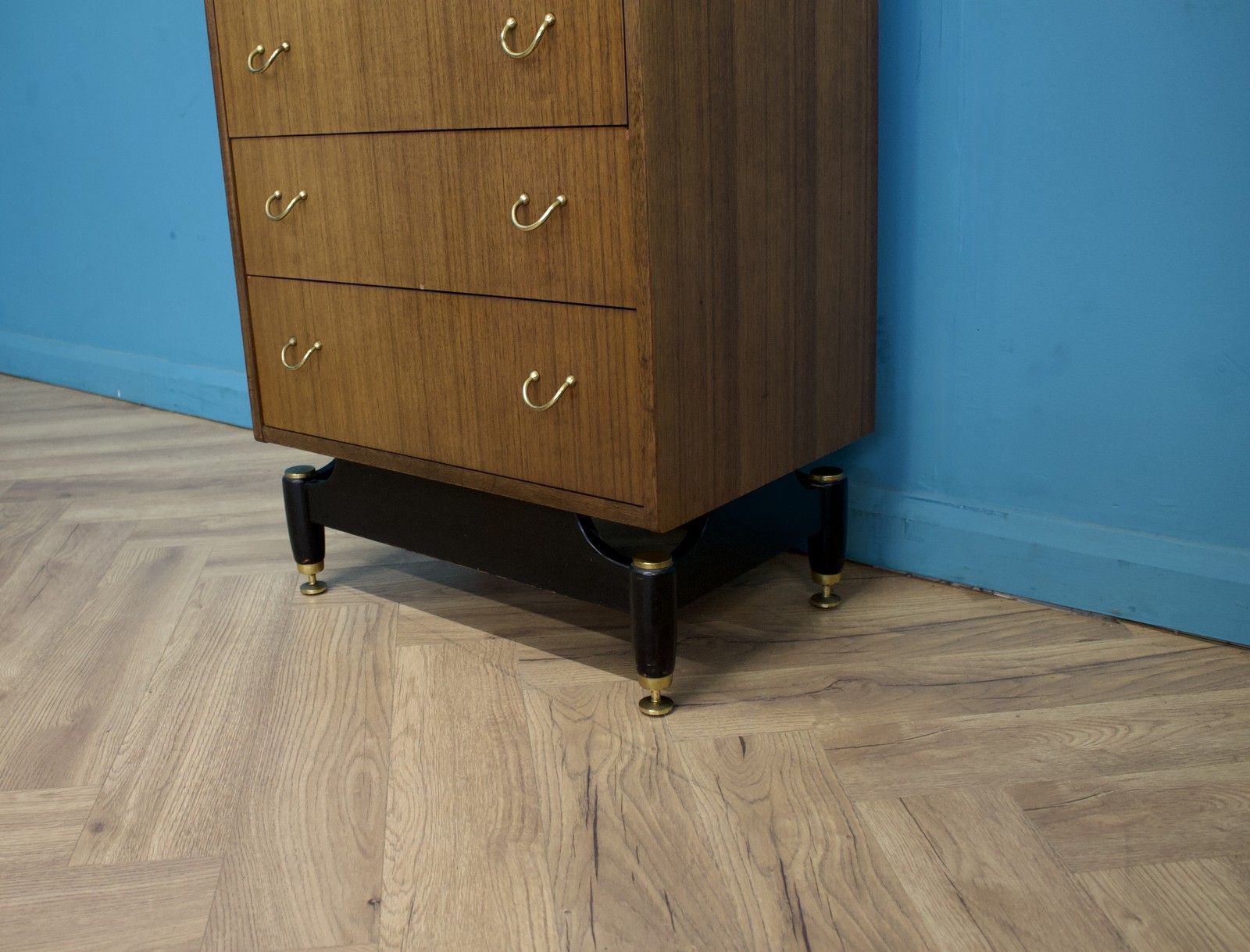 Mid Century Tola And Black Tallboy Chest Of Drawers G Plan, 1960s #1704 photo 599.0