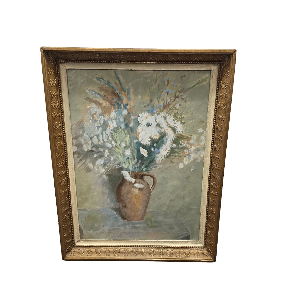 French Oil And Watercolor Flower Still Life, 2nd Half 1800s