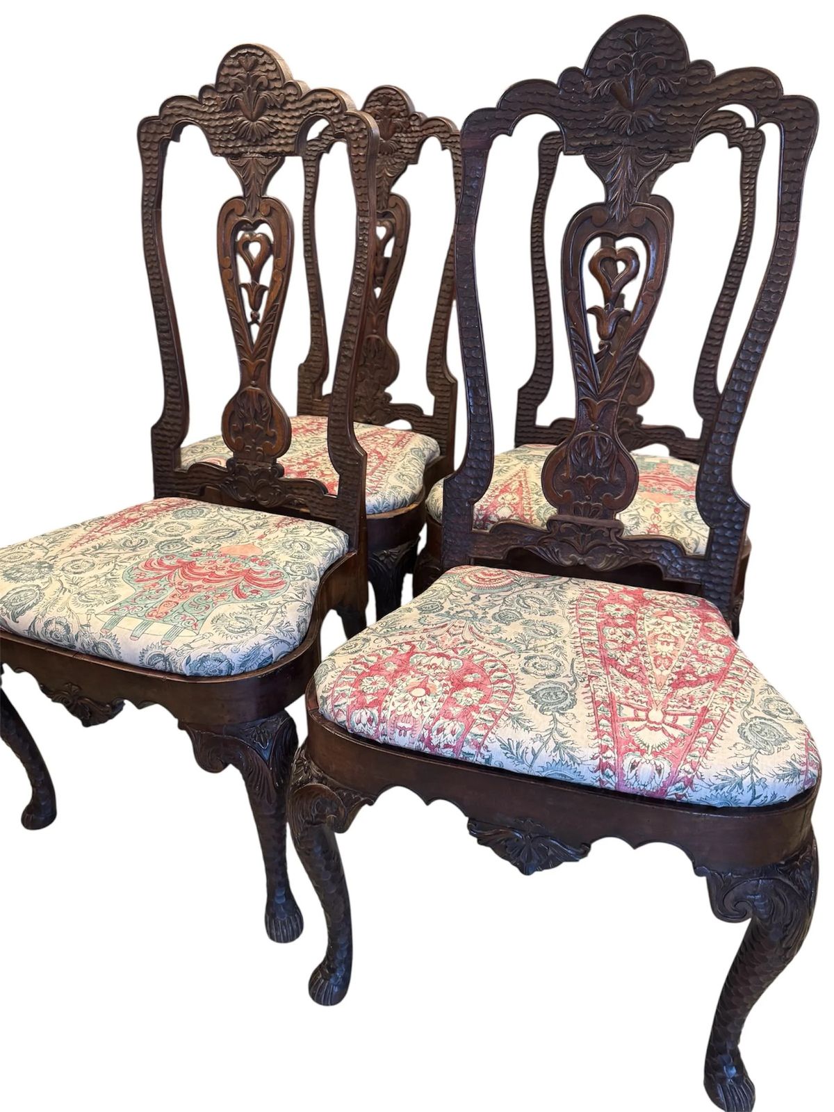 Antique 18th Century Georgian Set Of Four Dining Chairs In The Manner Of Daniel Marot   Recovered Upholstery photo for sale