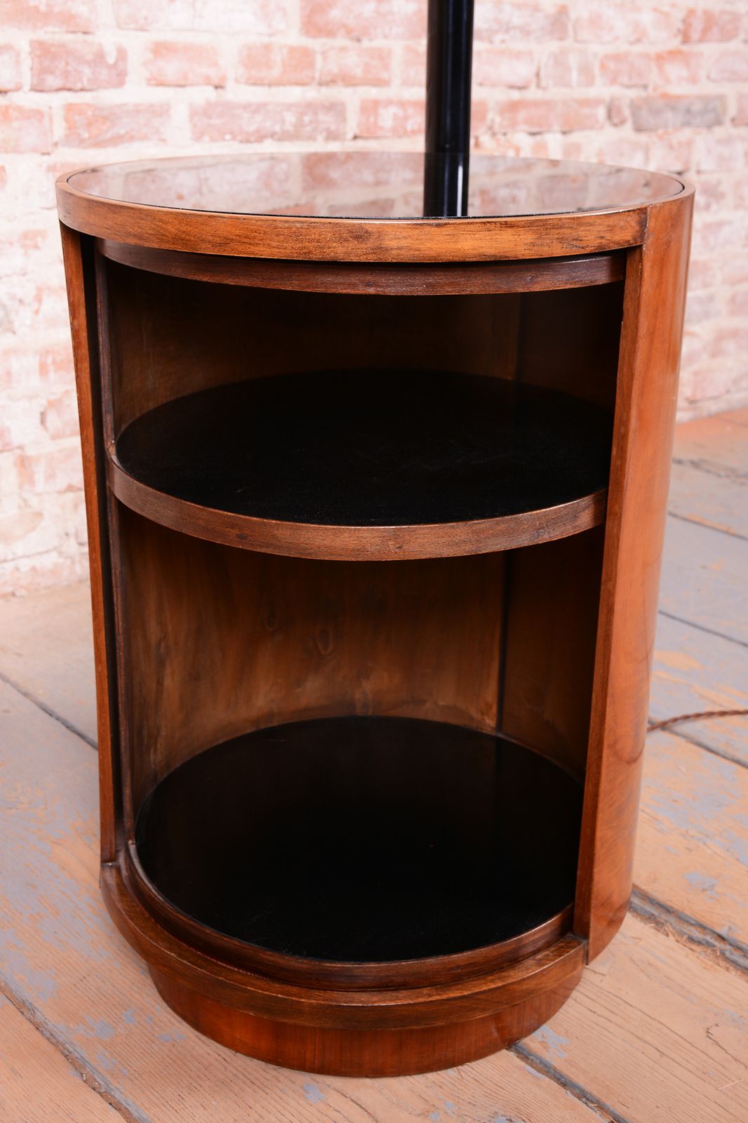 Restored Art Deco Floor Lamp, By J. Halabala, Up Závody, Walnut, Czech, 1920s photo vintage