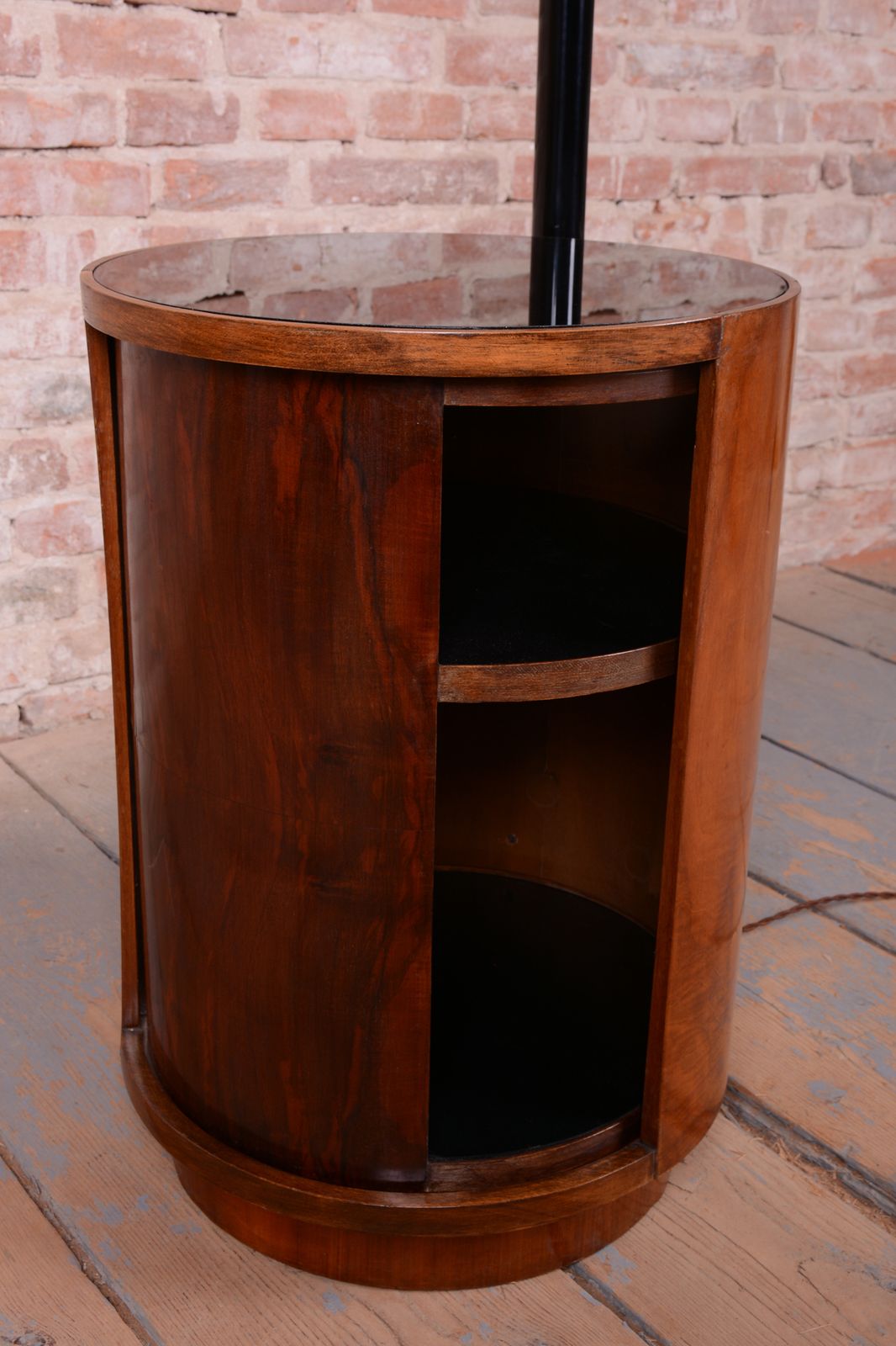 photo furniture Restored Art Deco Floor Lamp, By J. Halabala, Up Závody, Walnut, Czech, 1920s
