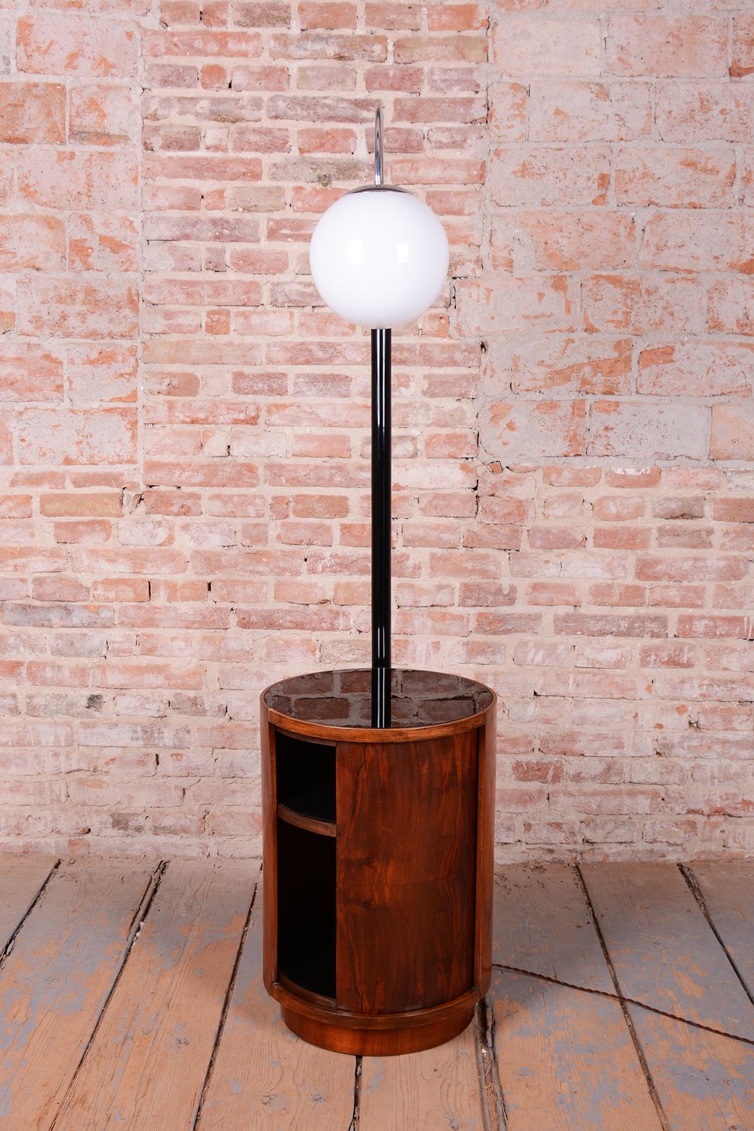 Lighting Restored Art Deco Floor Lamp, By J. Halabala, Up Závody, Walnut, Czech, 1920s photo