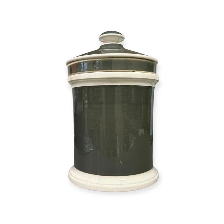 photo furniture Pair Of 19th Century French Apothecary Jars Green Glazed Pharmacy Pots With Original Labels France, 19th Century
