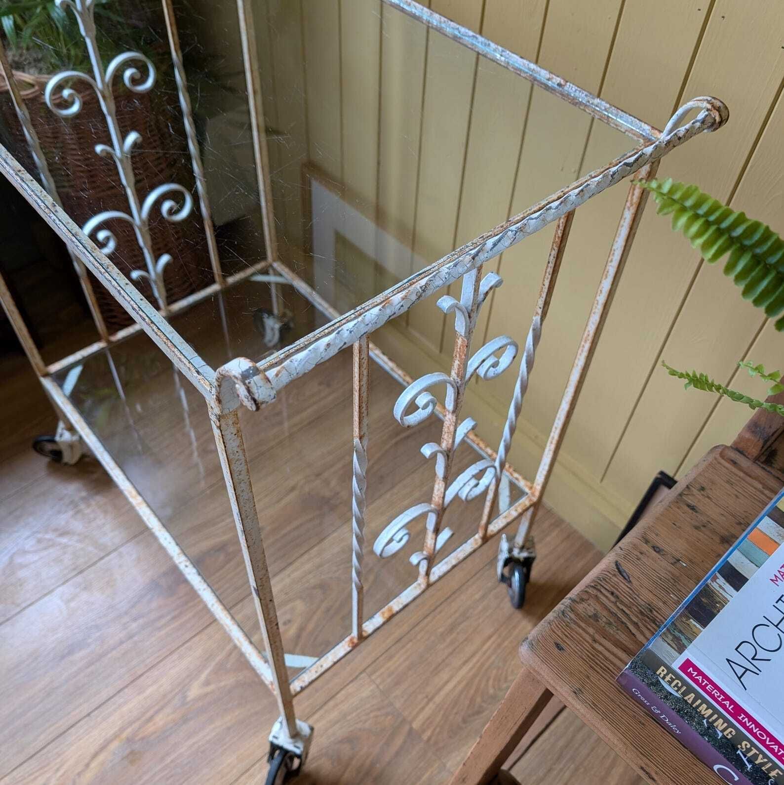 Vintage French Wrought Iron Drinks Trolley photo 275.0
