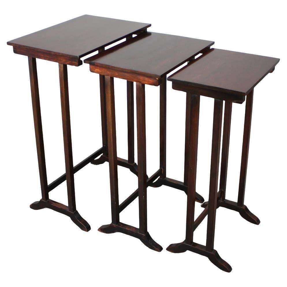 Art Deco Nesting Tables In Mahogany Veneer, 1930's, Czechoslovakia