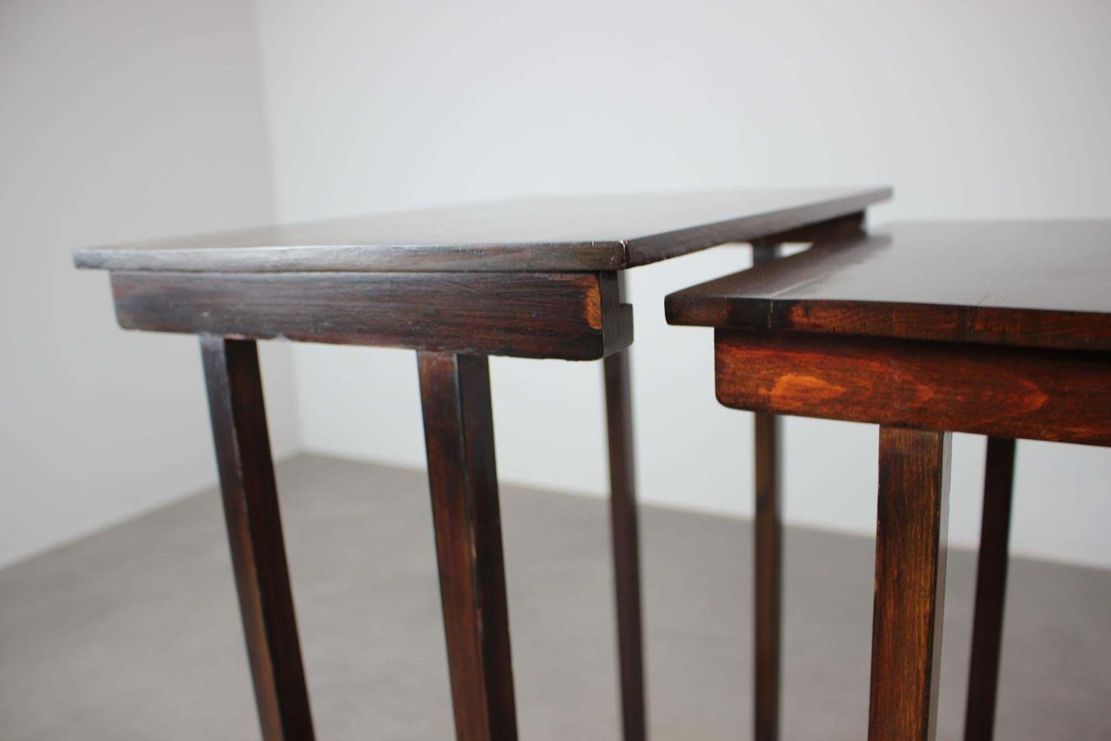 Furniture Art Deco Nesting Tables In Mahogany Veneer, 1930's, Czechoslovakia photo