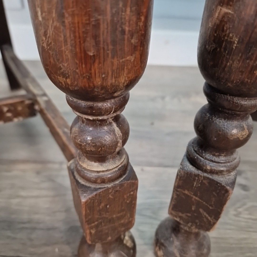 130.0 Antique Oak Dining Chairs Red Leather Seats Pair Arts & Crafts Vintage Seats photo
