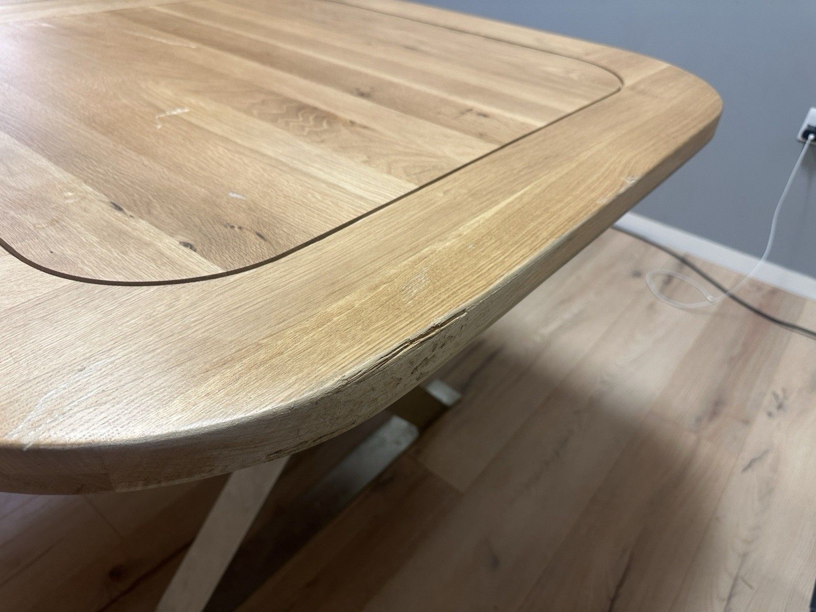 photo vinterior Oak Furnitureland Hercules Solid Natural Extending 10 Seator Dinning Table X Leg
