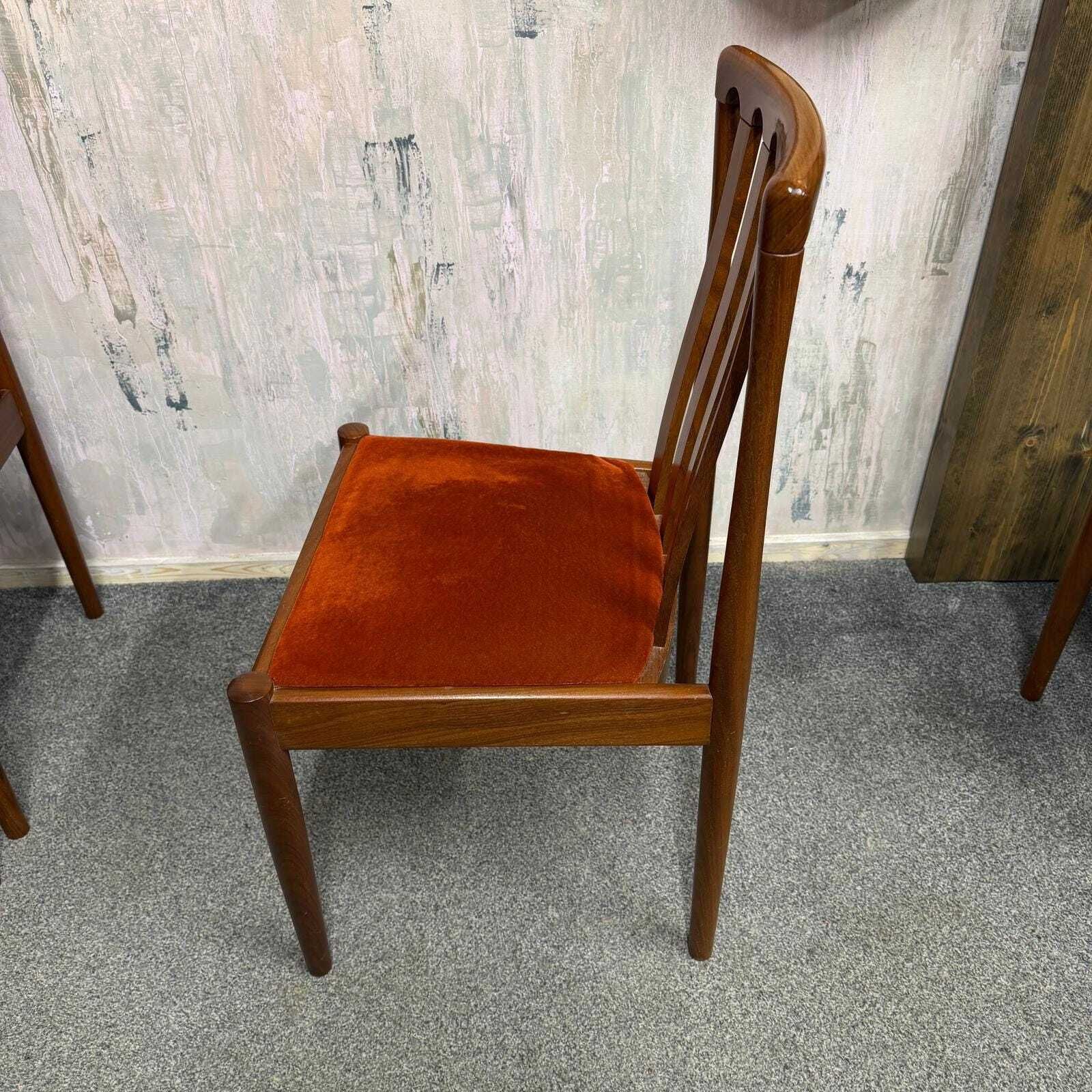 photo vinterior 6x Meredew Mid Century Teak Dining Chairs Upholstered Seats 2x Carvers 4x Chairs