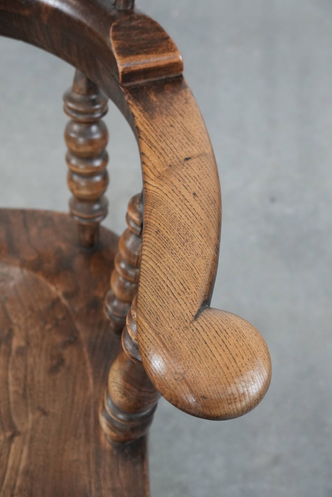 Antique English Highback Windsor Chair From The 18th Century With A Beautiful Color Scheme photo vintage