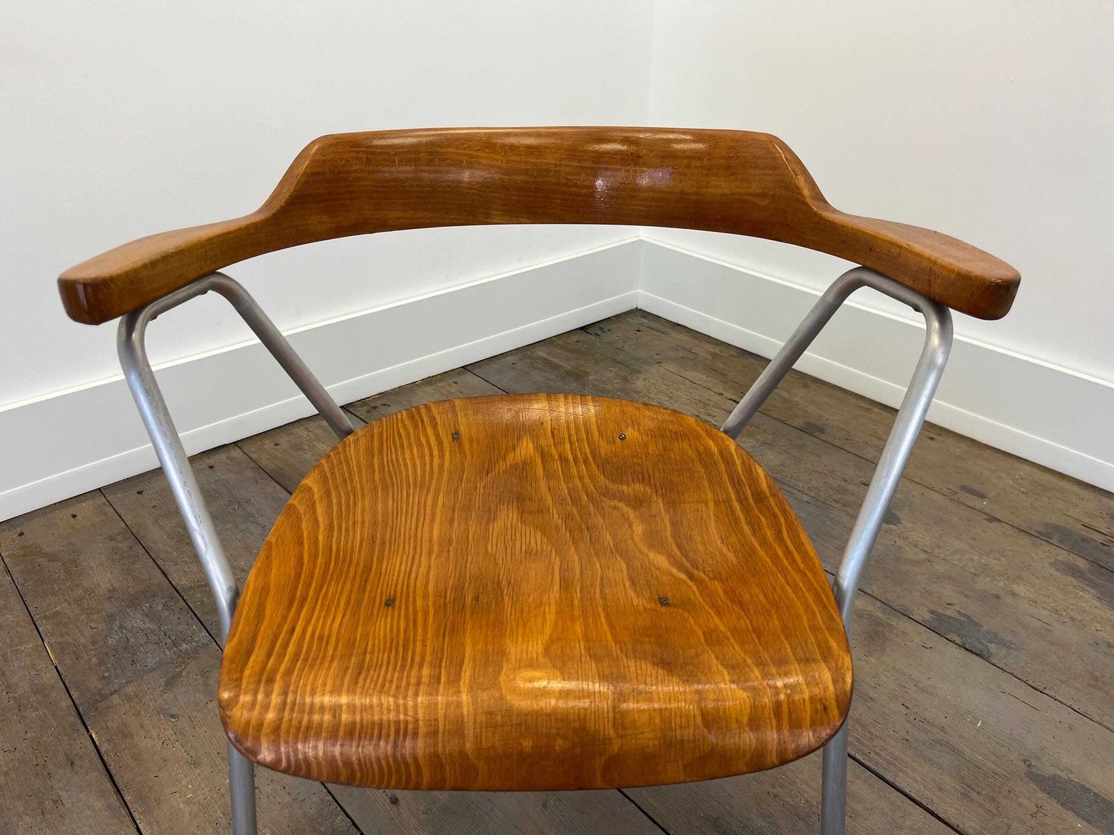 Vintage Armchair / Original / The First Version Model 4455 By Niko Kralj For Stol Kamnik / Vintage Wooden Chair / Aluminium Chair Frame photo furniture