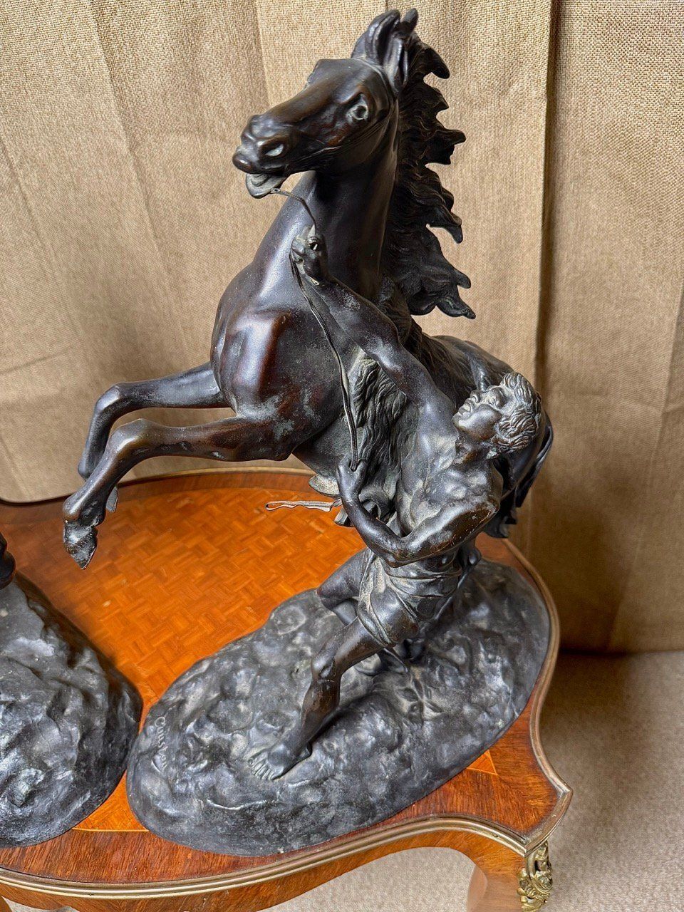 Pair Of 19th Century Marly Horse Tamer Bronzes – Signed Coustou photo Art