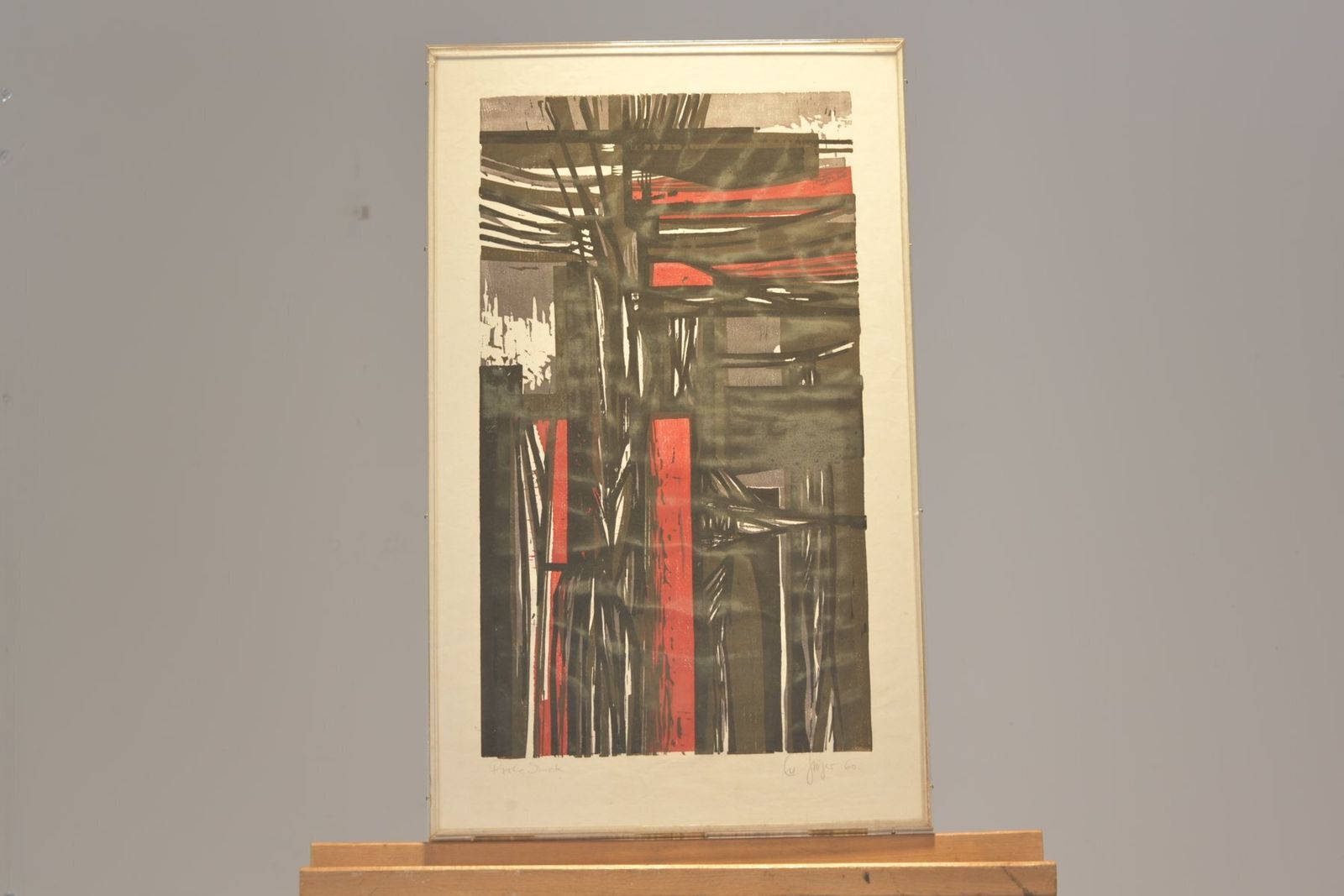Konstruktion, Ev Grüger, 1960, Color Lithograph Framed Under Glass, Proof Print On Japanese Paper